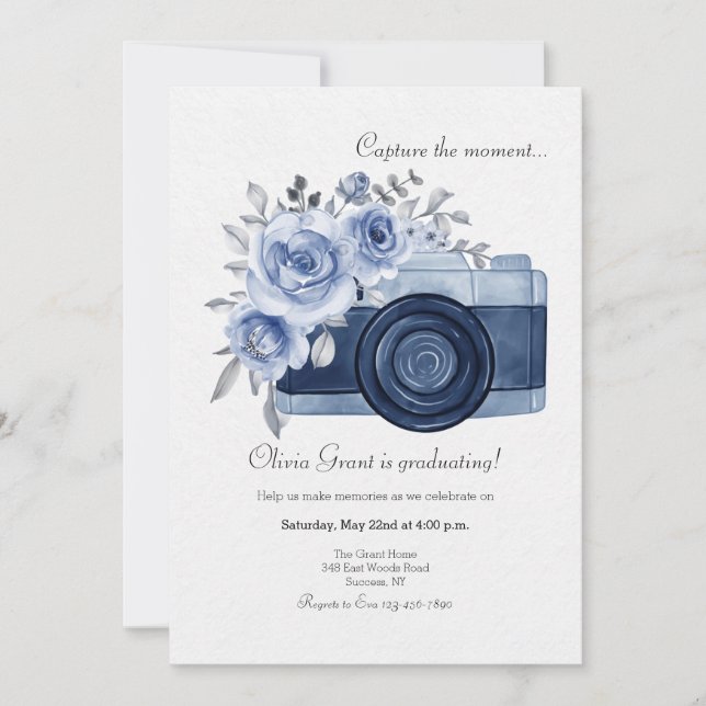 Capture the Moment Blue Invitation (Front)