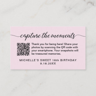 Capture the moments QR code photo share pink Enclosure Card