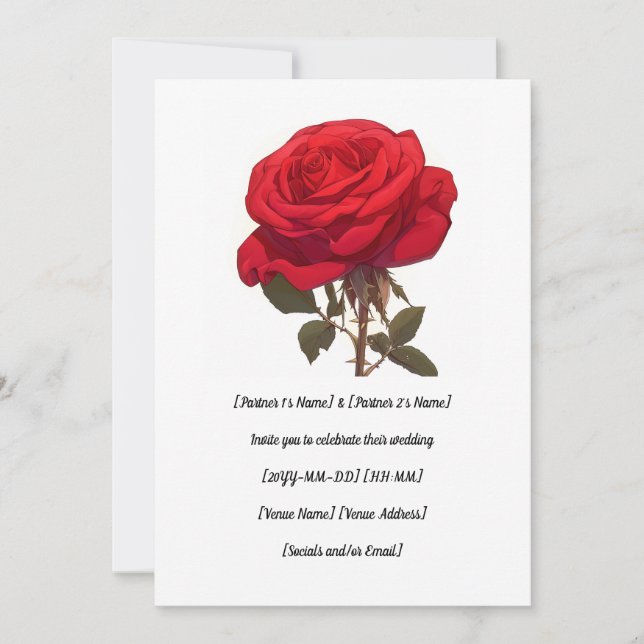 Capture Your Guests' Hearts with This Red Rose Invitation (Front)