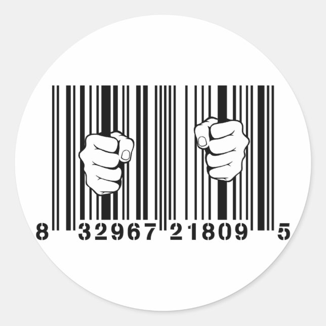 Captured By Consumerism UPC Barcode Prison Classic Round Sticker (Front)