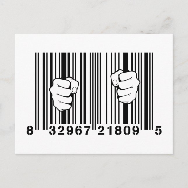 Captured By Consumerism UPC Barcode Prison Postcard (Front)