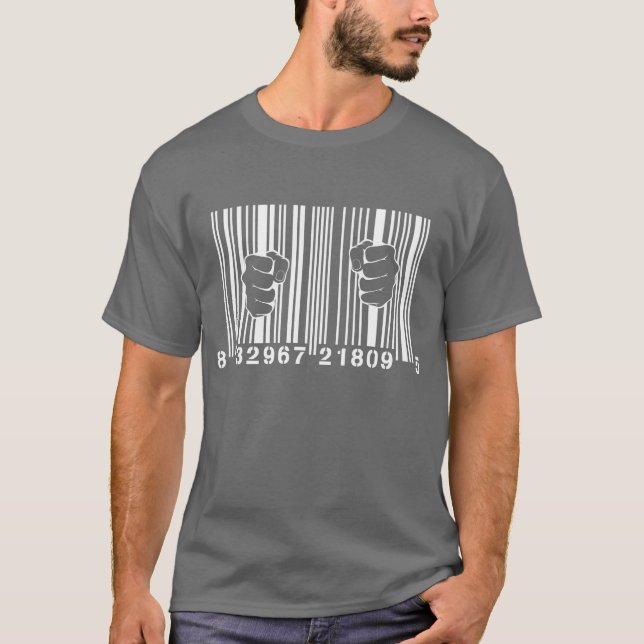 Captured By Consumerism UPC Barcode Prison T-Shirt (Front)