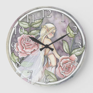 Captured Rose Flower Fairy Wall Clock