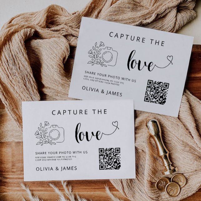 Capturez la carte de code QR Love Mariage, photo (Capture the Love Wedding QR Code Card, Photo)