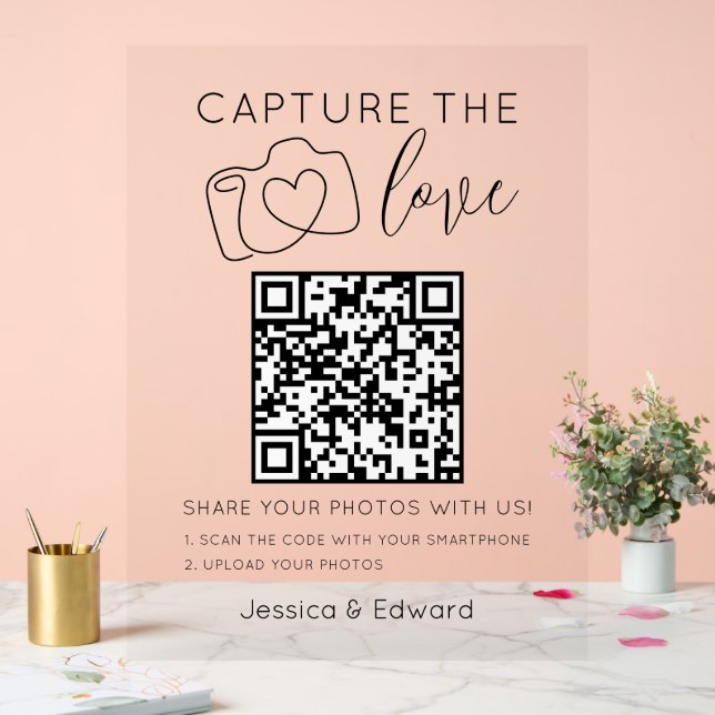Capturez L'Amour Qr Code Noir Simple Moderne Chic (Mariage)