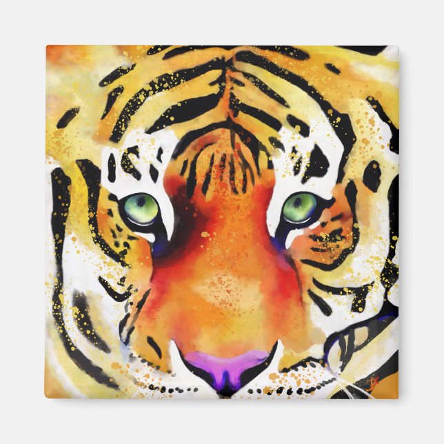 Capturing the Majesty: A Tiger's Gaze Magnet (Front)