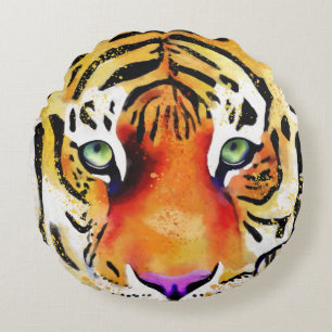 Capturing the Majesty: A Tiger's Gaze Round Pillow
