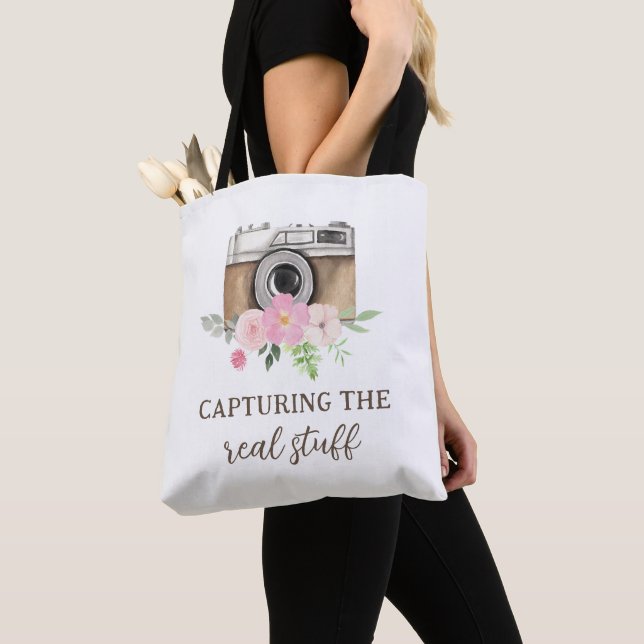 Capturing The Real Stuff Photographer Tote Bag (Close Up)