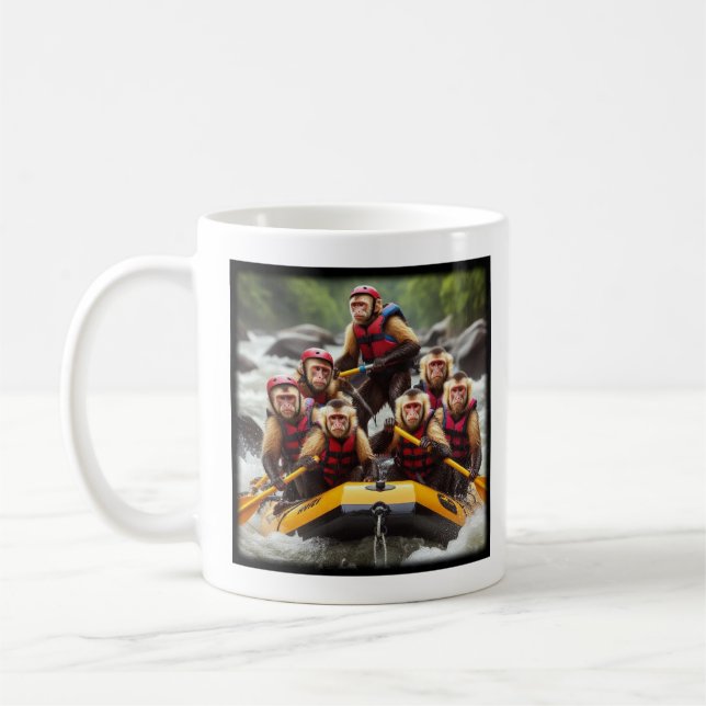 Capuchin Monkeys Whitewater Rafting Coffee Mug (Left)