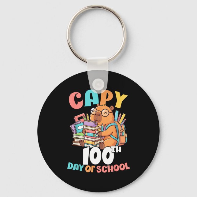 Capy 100th day of school capybara 100 days of keychain (Front)