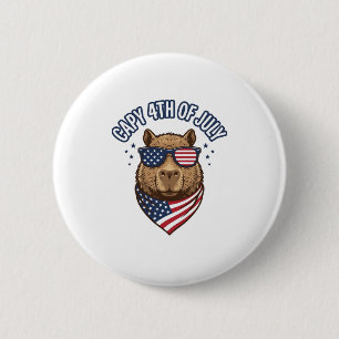 Capy 4th of July Patriotic Capybara Vector Design_ 2 Inch Round Button