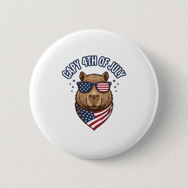 Capy 4th of July Patriotic Capybara Vector Design_ 2 Inch Round Button (Front)