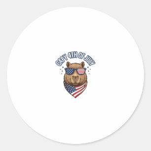 Capy 4th of July Patriotic Capybara Vector Design_ Classic Round Sticker