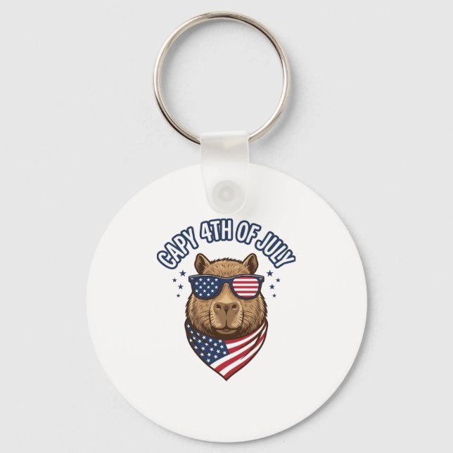 Capy 4th of July Patriotic Capybara Vector Design_ Keychain (Front)