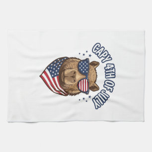 Capy 4th of July Patriotic Capybara Vector Design_ Kitchen Towel