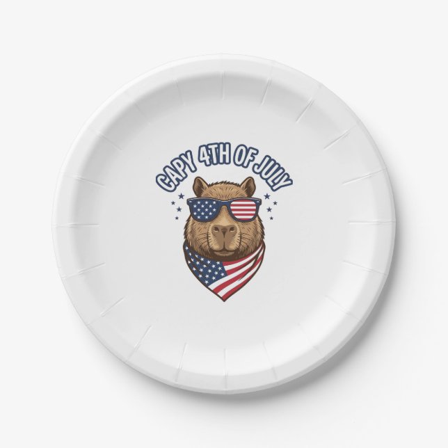 Capy 4th of July Patriotic Capybara Vector Design_ Paper Plate (Front)