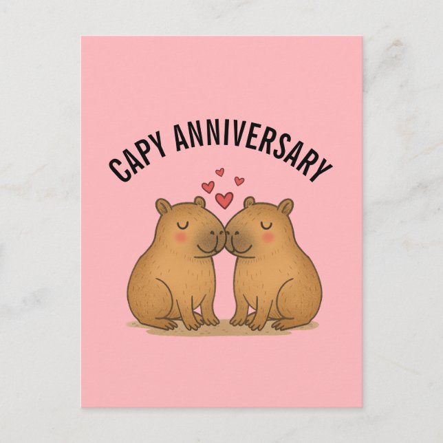 Capy Anniversary Valentines Cute Capybara Postcard (Front)