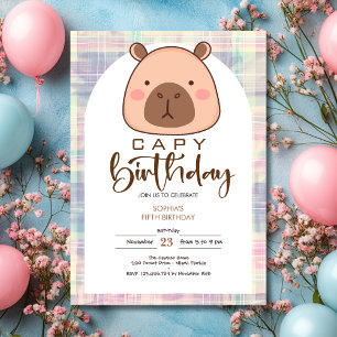 Capy birthday capybara kids birthday invitation