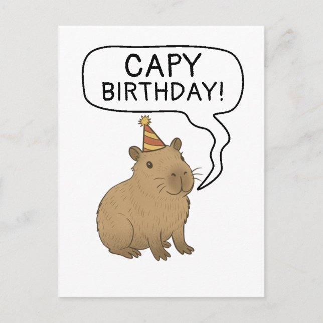 Capy Birthday Capybara Pun Lover Postcard (Front)