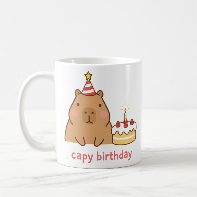 Capy Birthday Cute Capybara Party Coffee Mug (Left)