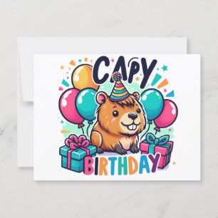 Capy Birthday – Cute Capybara Party Design Postcard
