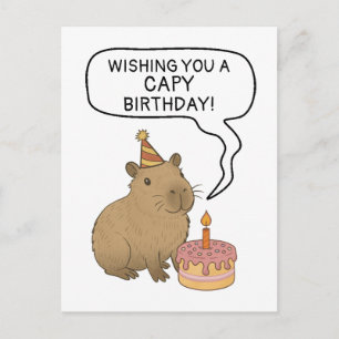 Capy Birthday Cute Handdrawn Capybara Pun Lover  Postcard