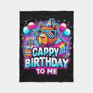 Capy Birthday Funny Cappy Birthday To Me Capybara Fleece Blanket