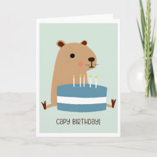Capy Birthday Funny Punny Capybara and Cake Card