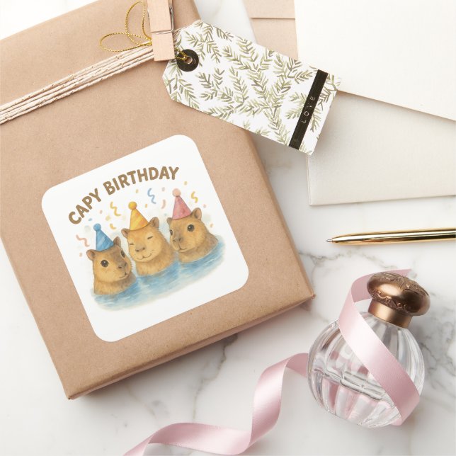 Capy Birthday Square Sticker (Gifting)