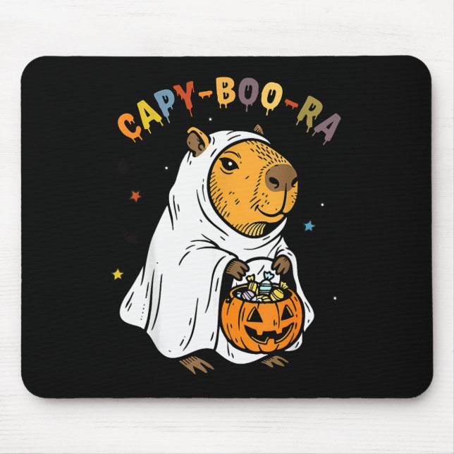 Capy-boo-ra Cappy Halloween Funny Capybara Costume Mouse Pad (Front)
