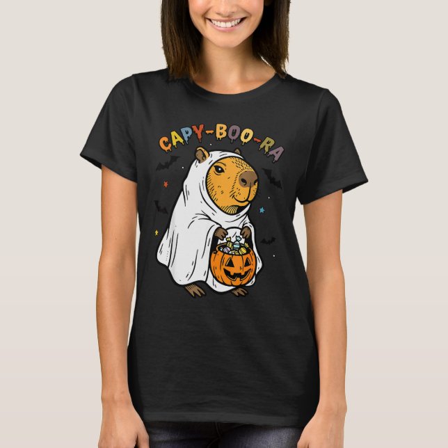 Capy-boo-ra Cappy Halloween Funny Capybara Costume T-Shirt (Front)