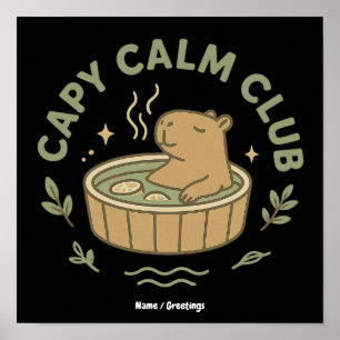 Capy Calm Club Cute Capybara Retro Aesthetic Cozy  Poster