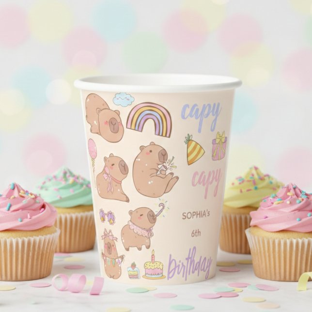 Capy capy birthday  paper cups (Creator Uploaded)