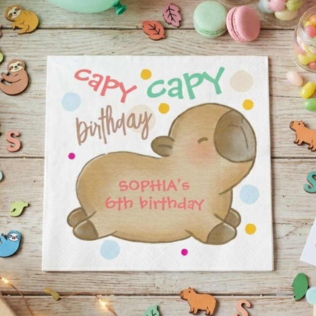 Capy capybara birthday napkin (Creator Uploaded)