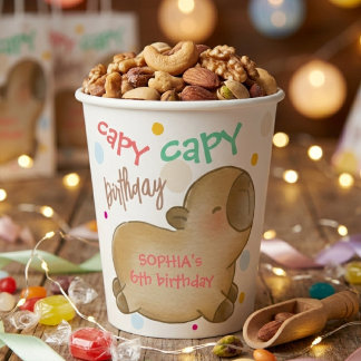 Capy capybara birthday paper cups