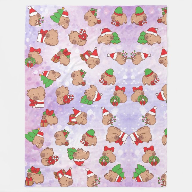 Capy-Christmas Cozy Fleece Blanket (Front)