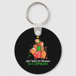 Capy Christmas Cute Capybara Xmas Tree Pjs Animal Keychain
