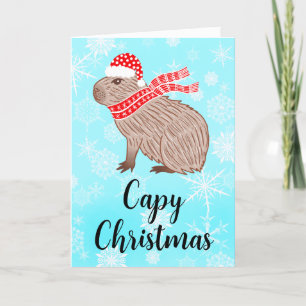 Capy Christmas Funny Capybara Snowflake Holiday Card