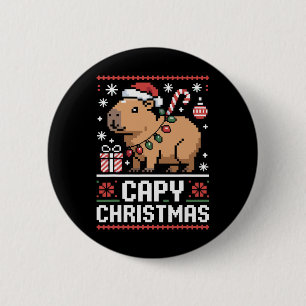 Capy Christmas Funny Capyra Holiday Animal Lovers  2 Inch Round Button