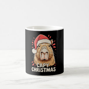 Capy Christmas Xmas Santa Hat Capybara Rodent Coffee Mug