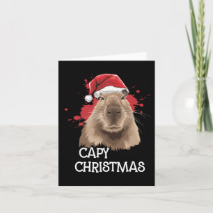 Capy Christmas Xmas Santa Hat Pajama Rodent Animal Card