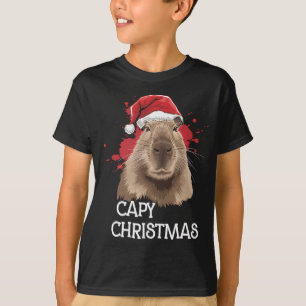 Capy Christmas Xmas Santa Hat Pajama Rodent Animal T-Shirt