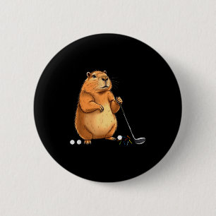 Capy Golf Player Cute Cappy Srts Cartoon Design  2 Inch Round Button