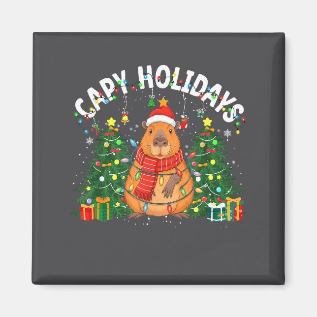 Capy Holidays Capybara Santa Hat Xmas Men Women Ki Magnet (Front)