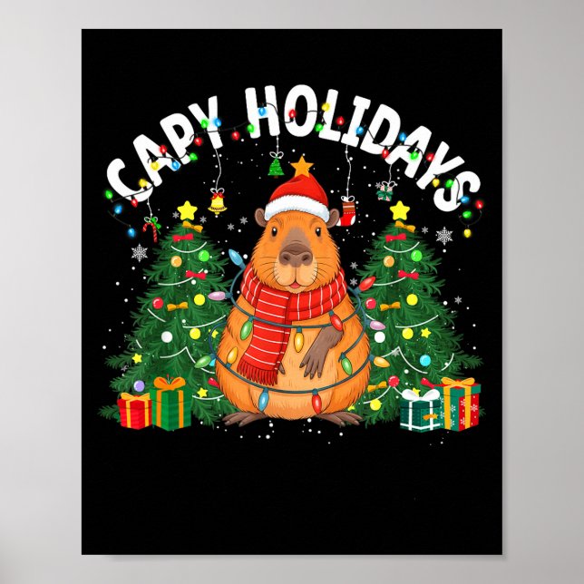 Capy Holidays Capybara Santa Hat Xmas Men Women Ki Poster (Front)