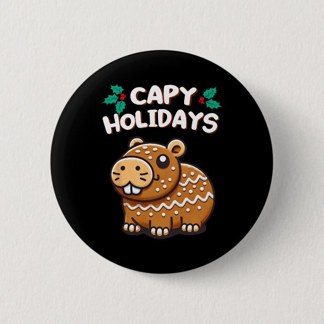 Capy Holidays Christmas Baking Gingerbread Cookie  2 Inch Round Button (Front)