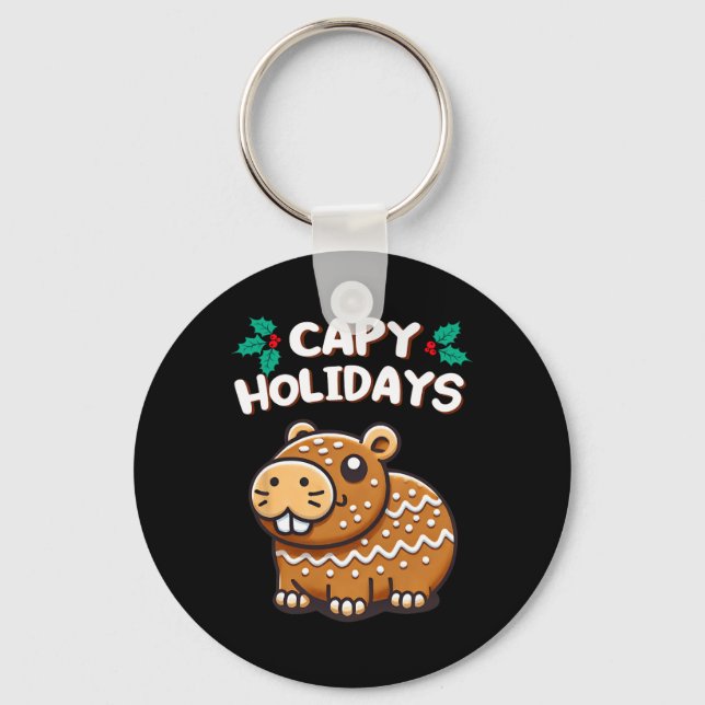Capy Holidays Christmas Baking Gingerbread Cookie  Keychain (Front)