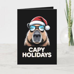 Capy Holidays Christmas Capybara Sunglasses Santa Card