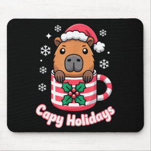 Capy Holidays Cute Capybara Christmas Santa Hat  Mouse Pad