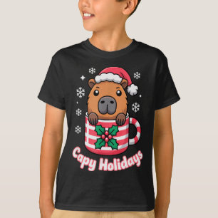 Capy Holidays Cute Capybara Christmas Santa Hat T-Shirt